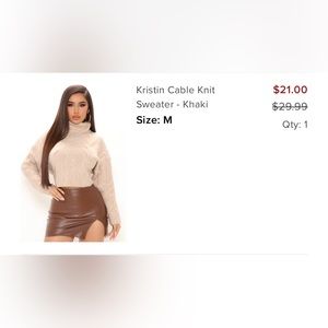 BNWT fashion nova cable knit sweater khaki color